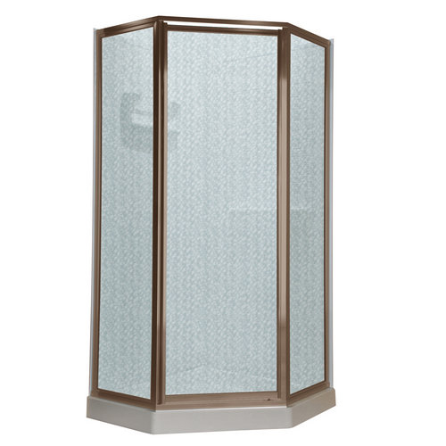 American Standard AMOPQF1.436 Neo Angle Shower Doors with Hammered Glass - Brushed Nickel